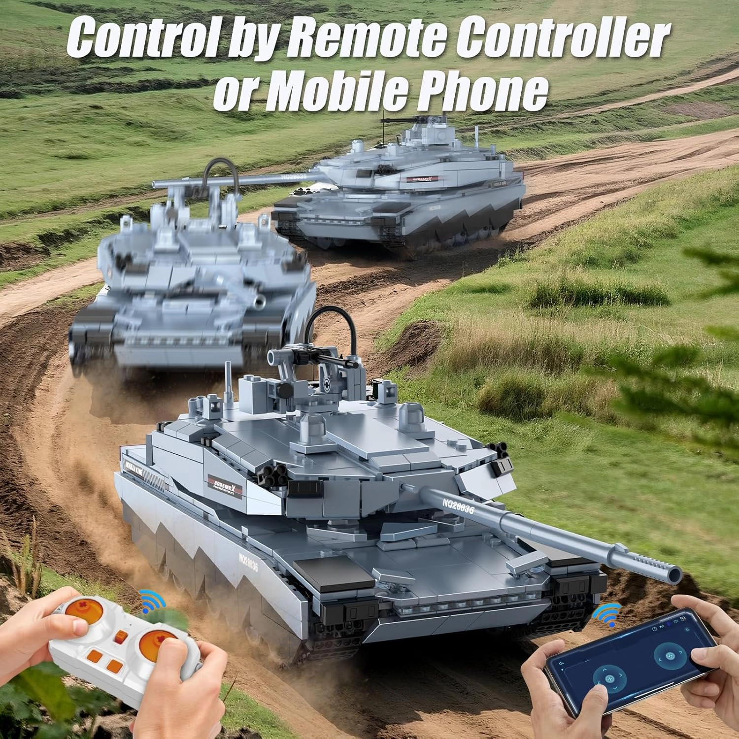 Mould King RC Tank WW2 Abrams-X, 20036 Military Vehicles Building Blocks Sets, Army Tank Model Construction Block Kits &APP/Remote Control, Collectible Model Tanks Sets for Adult/Teens/Kids(1192PCS)