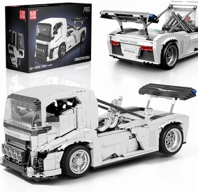 Mould King Tractor Truck Building Set-1604 Pieces, Semi Truck Toy for Boys Aged 14 , 10036 Realistic Car Model, Heavy Equipment Transporter Build and Display Blocks Kits