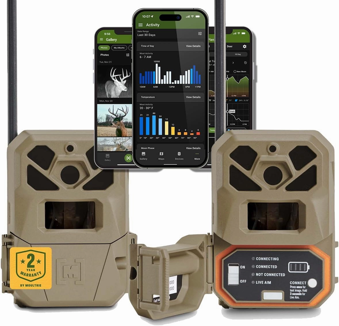Moultrie Edge 2 Pro Cellular Trail Camera - Auto Connect Nationwide 4G LTE - On Demand 40MP Photo - 1440P Video with HD Audio - Ai False Trigger Elimination - 100 Ft Detection Range - No-Glow Flash