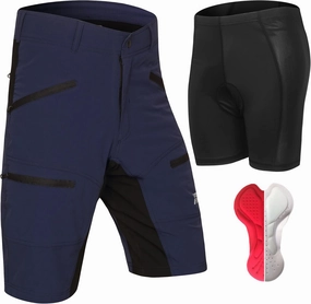 MTB Mountain Bike Shorts - The FIVER - 4D Padded Baggy Bicycle Cycling Biking Bike Shorts Loose-fit - 5 Zippered Pockets