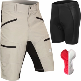MTB Mountain Bike Shorts - The FIVER - 4D Padded Baggy Bicycle Cycling Biking Bike Shorts Loose-fit - 5 Zippered Pockets