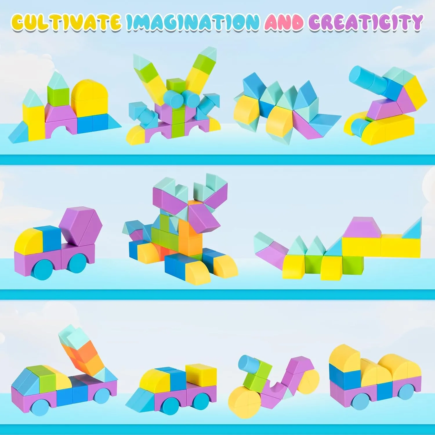 Multiple Shapes Magnetic Blocks, 46 PCS Magnet Building Blocks for Toddlers 3 4 5 6 7 8 Years Old Boys Girls Magic Cube Toys for Sensory STEM Education Preschool Gifts for Kids Ages 3 (esp. 3-8)