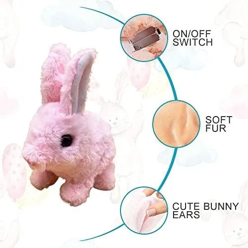 My Realistic Bunny Toy, Bunbi Realis-tic Bun-ny, Interactive Bu-nny Realis-tic Bunny - Jumping, Twitching, And Shaking Ears, Bun-ny Rea-listic Bun-ny Toy, Realistic Bun-ny Toys for Kids(With Carrot)