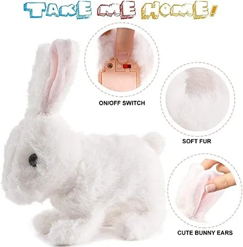 My Realistic Bunny Toy, Bunbi Realis-tic Bun-ny, Interactive Bu-nny Realis-tic Bunny - Jumping, Twitching, And Shaking Ears, Bun-ny Rea-listic Bun-ny Toy, Realistic Bun-ny Toys for Kids(With Carrot)