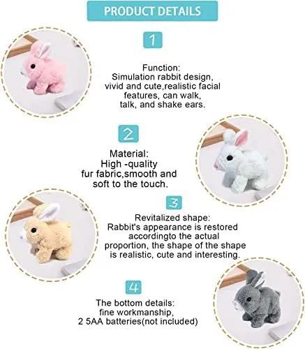 My Realistic Bunny Toy, Bunbi Realis-tic Bun-ny, Interactive Bu-nny Realis-tic Bunny - Jumping, Twitching, And Shaking Ears, Bun-ny Rea-listic Bun-ny Toy, Realistic Bun-ny Toys for Kids(With Carrot)