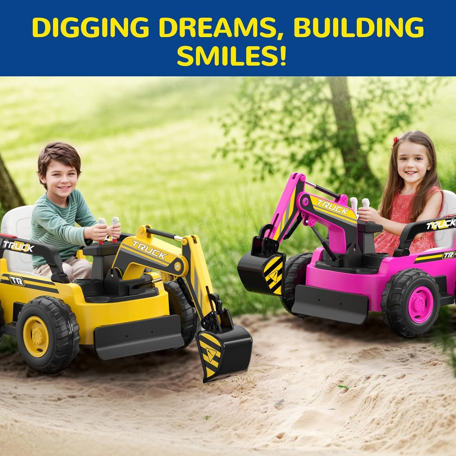 N9 Ride on Excavator, 4WD Ride on Car w/Fully Electric Digging Arm, 4x75W Motor for All-Terrain, 12V 10AH Large Battery, Remote Control, Bluetooth, Xmas & Birthday Gift Ideas for Kids Ages 3-8