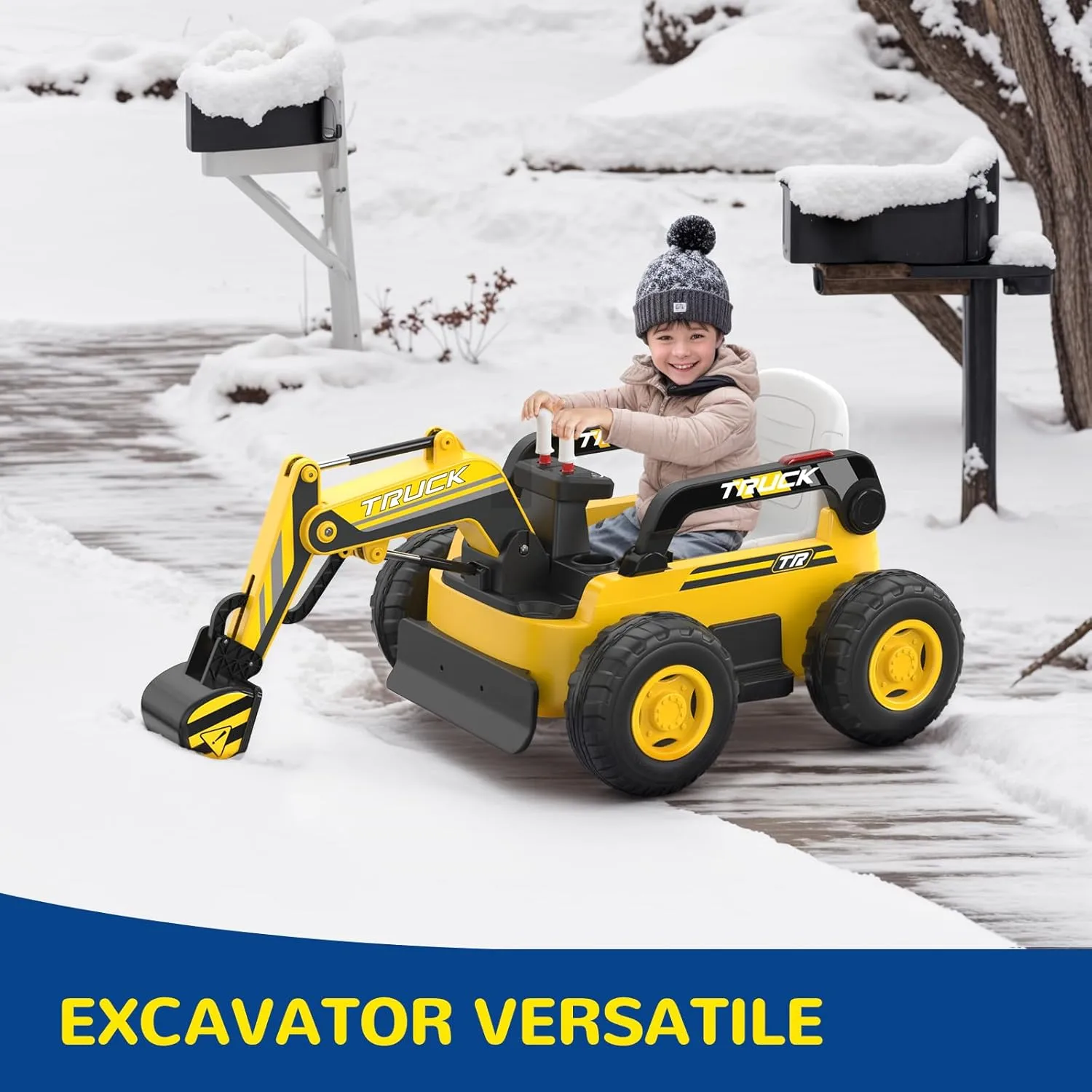 N9 Ride on Excavator, 4WD Ride on Car w/Fully Electric Digging Arm, 4x75W Motor for All-Terrain, 12V 10AH Large Battery, Remote Control, Bluetooth, Xmas & Birthday Gift Ideas for Kids Ages 3-8