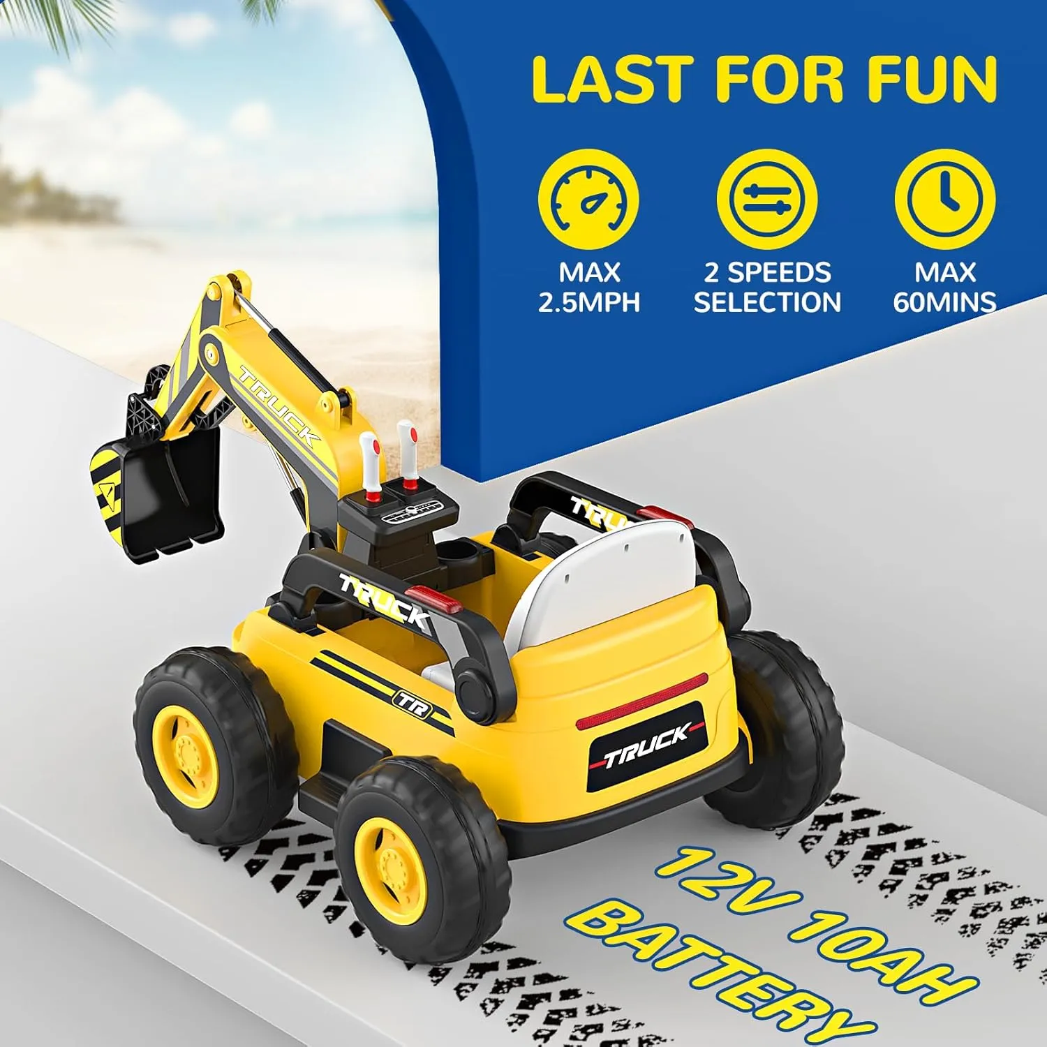 N9 Ride on Excavator, 4WD Ride on Car w/Fully Electric Digging Arm, 4x75W Motor for All-Terrain, 12V 10AH Large Battery, Remote Control, Bluetooth, Xmas & Birthday Gift Ideas for Kids Ages 3-8