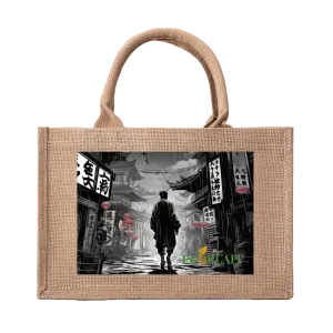 Natural Fiber Jute Tote Bag Lantern-Lit