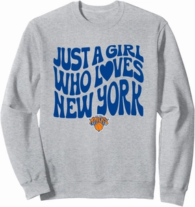 NBA Just A Girl Who Loves New York Knicks Wave Logo Sweatshirt