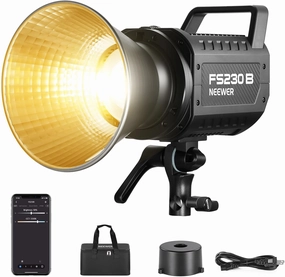NEEWER FS230B LED Video Light 2.4G/APP Control, 230W Bi Color COB Silent Photography Continuous Output Lighting with 4 PWM Dimming Types, 110000lux/m, 2700K-6500K, CRI 97 , 12 Scenes, Bowens Mount