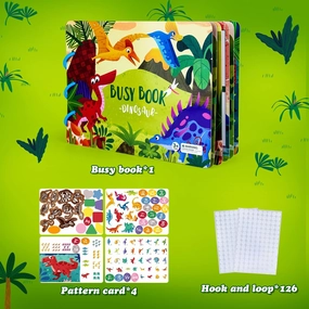 NEW ASTARON Educational Montessori Toys Dinosaur Busy Book for Toddler, 10 Themes Preschool Sensory Learning Toys, Kids Birthday Gift Airplane Car Travel Activities