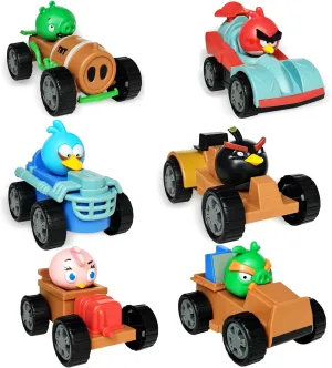 Newly Licensed Angry Birds Go Toys Collectible Kart Racer Car (Set of 6) Figures Flock Pack Playsets Sets Pig City Strike 2 Takedown Space Planet Movie Kids Game Boys Girls Red Bomb Gift Box