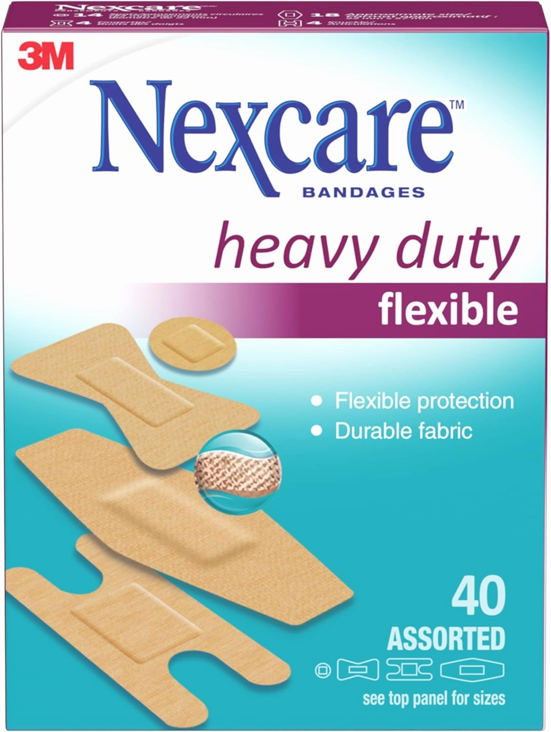 Nexcare™ Fabric Bandages, Assorted Sizes, 40/Pack