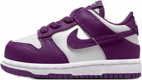 Nike Dunk Low Baby/Toddler Shoes (FB9107-110, White/White/Viotech) Size 8