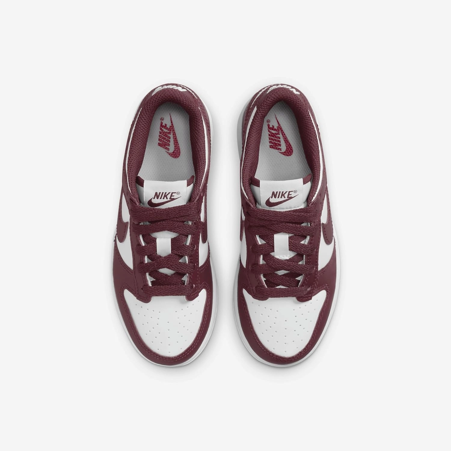 Nike Dunk Low Little Kids' Shoes (FB9108-115, White/Gym Red/Redwood)