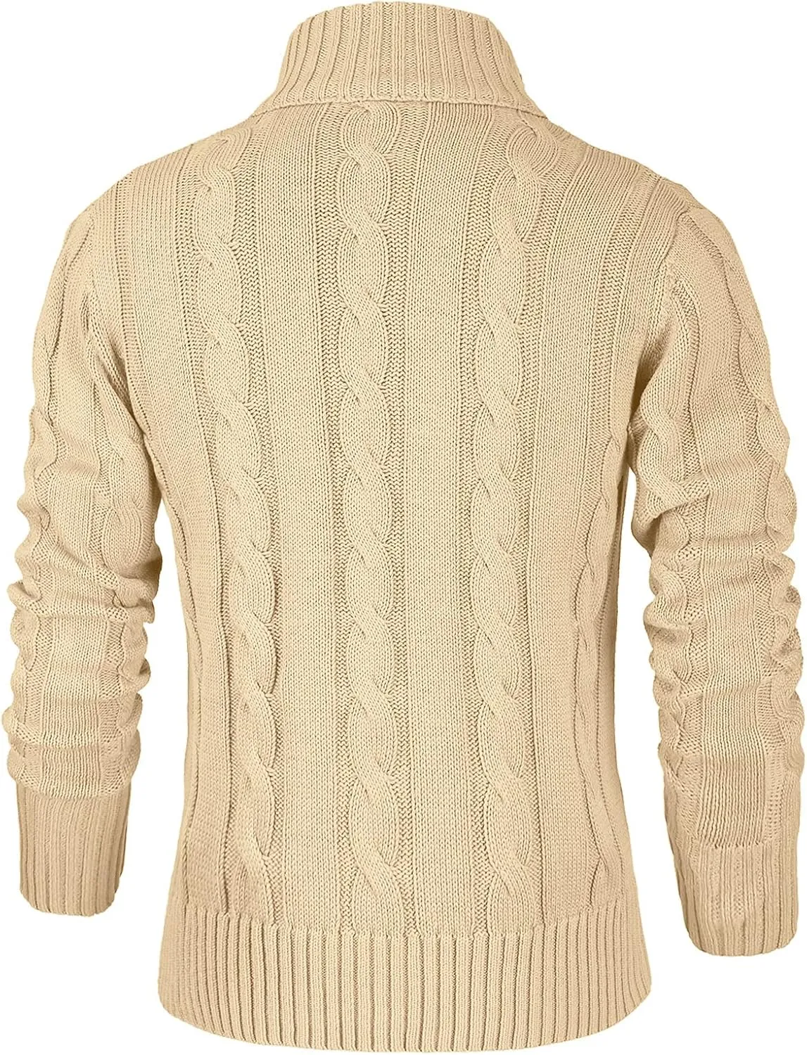 NITAGUT Mens Long Sleeve Stand Collar Cardigan Sweaters Button Down Cable Knitted Sweater