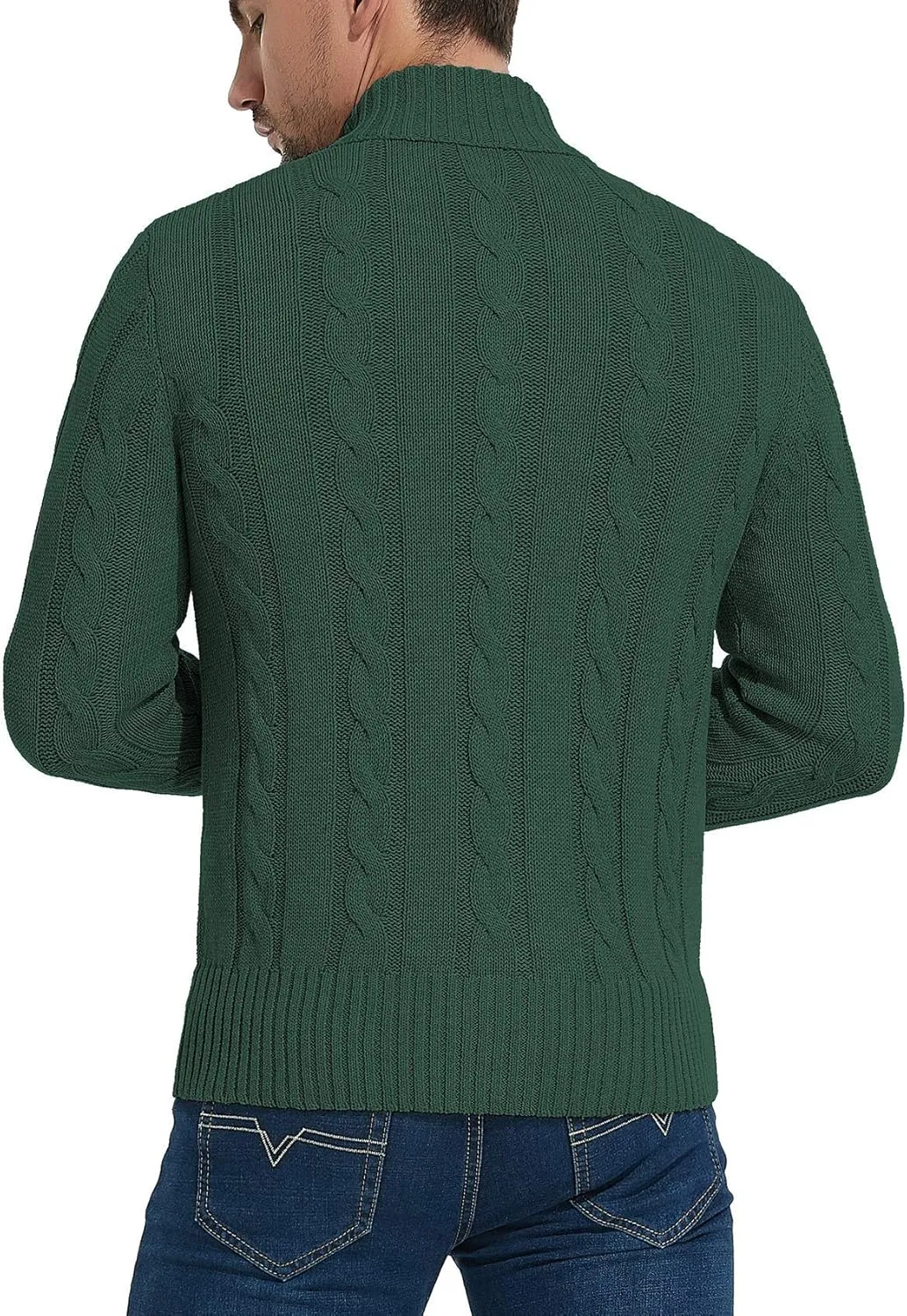 NITAGUT Mens Long Sleeve Stand Collar Cardigan Sweaters Button Down Cable Knitted Sweater