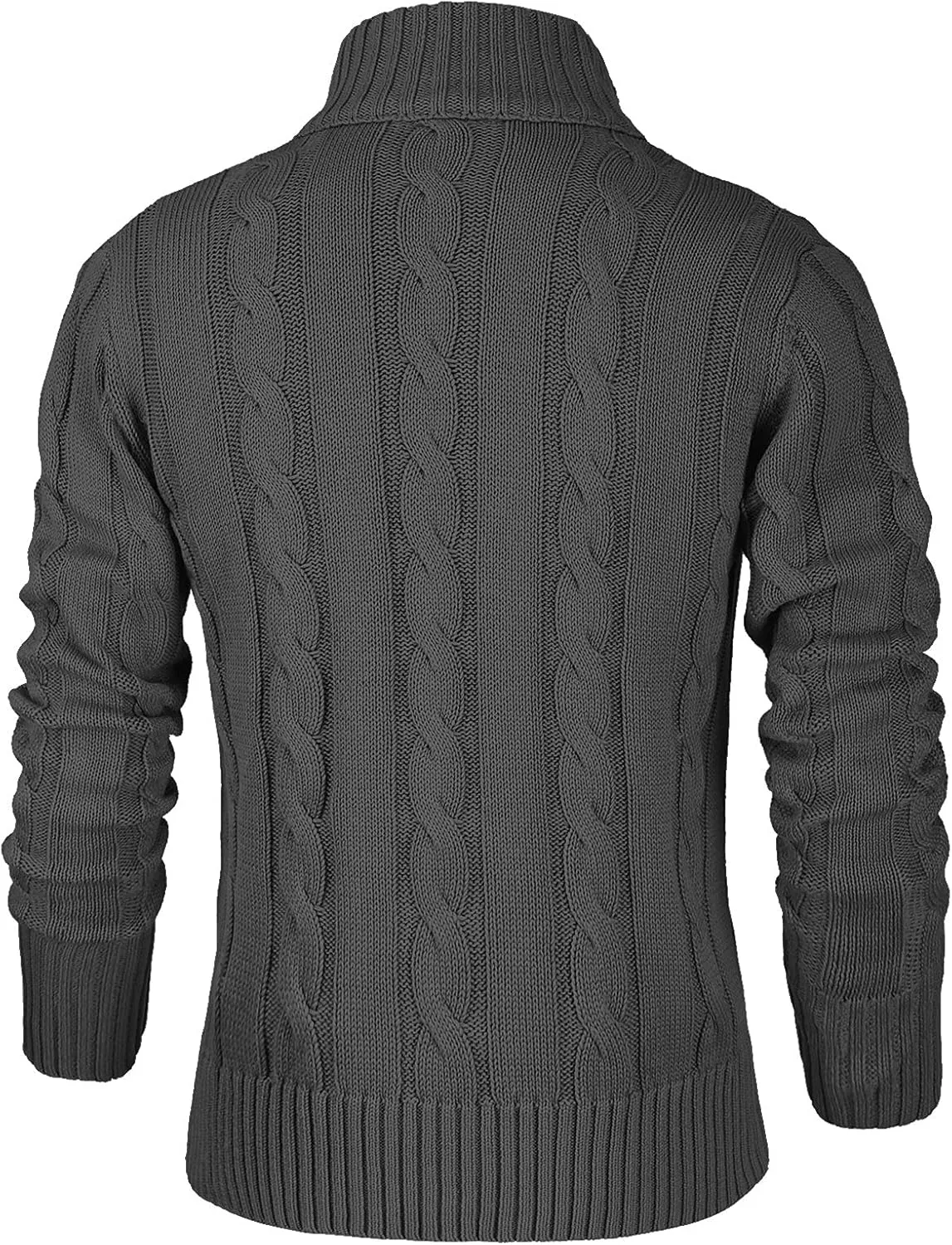 NITAGUT Mens Long Sleeve Stand Collar Cardigan Sweaters Button Down Cable Knitted Sweater