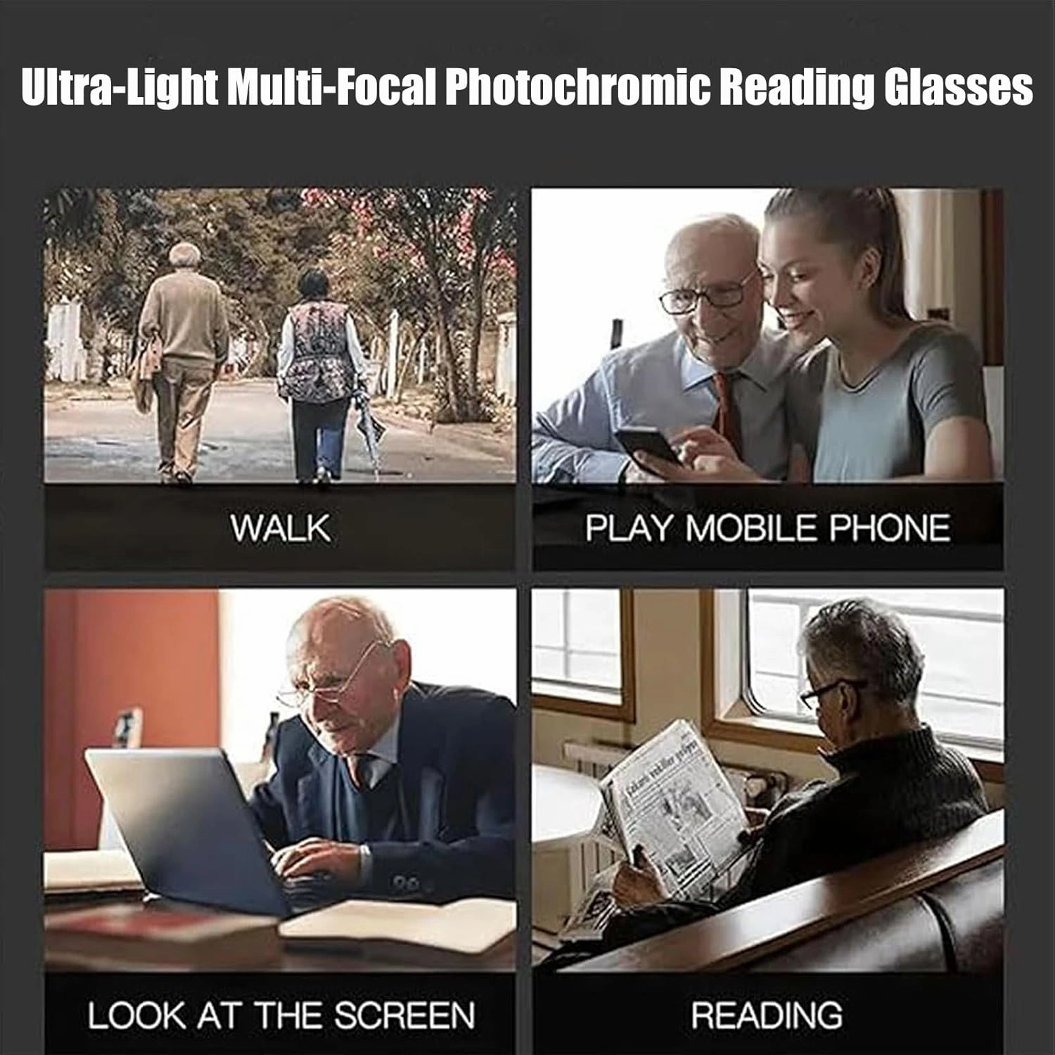 Noblu Vision Glasses for Men Women as Seen on Tv, Color-Changing Anti-Blue Light Presbyopia Glasses, Dual Focus Glasses