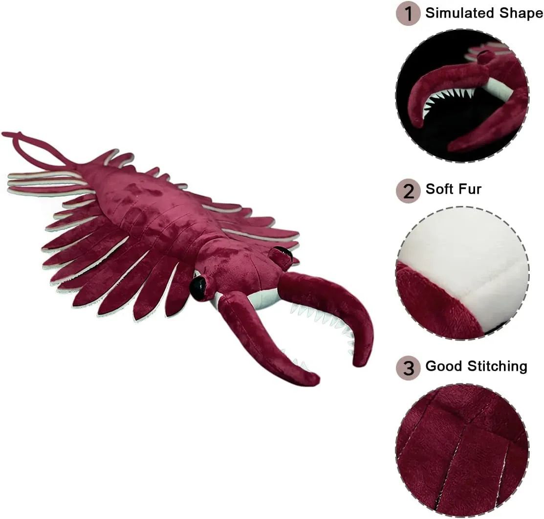 Nohito 20'' Realistic Anomalocaris Plush Toy Ancient Animal Broom-Shaped Shrimp Stuffed Animal Cambrian Creature Plushie Pillow Doll (20'', Anomalocaris)