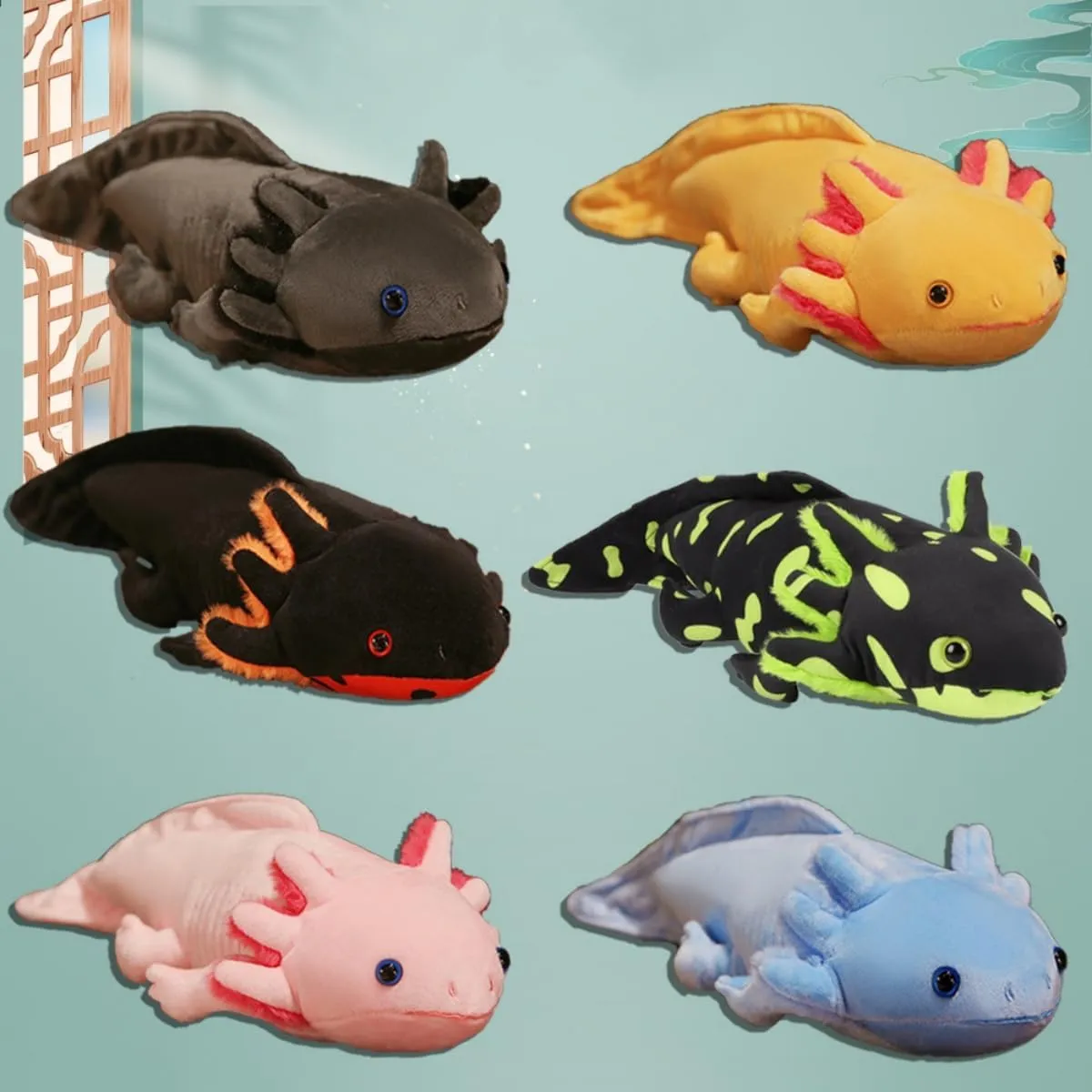 Nohito 31.5in Simulation Giant Axolotl Plush Toy Kawaii Soft Black Axolotl Stuffed Animal Plushie Pillow Doll (Black L)