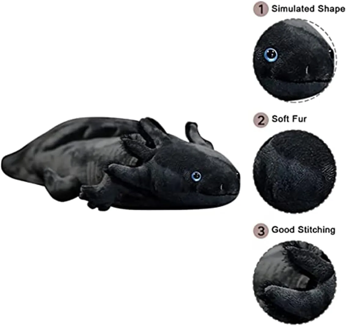 Nohito 31.5in Simulation Giant Axolotl Plush Toy Kawaii Soft Black Axolotl Stuffed Animal Plushie Pillow Doll (Black L)