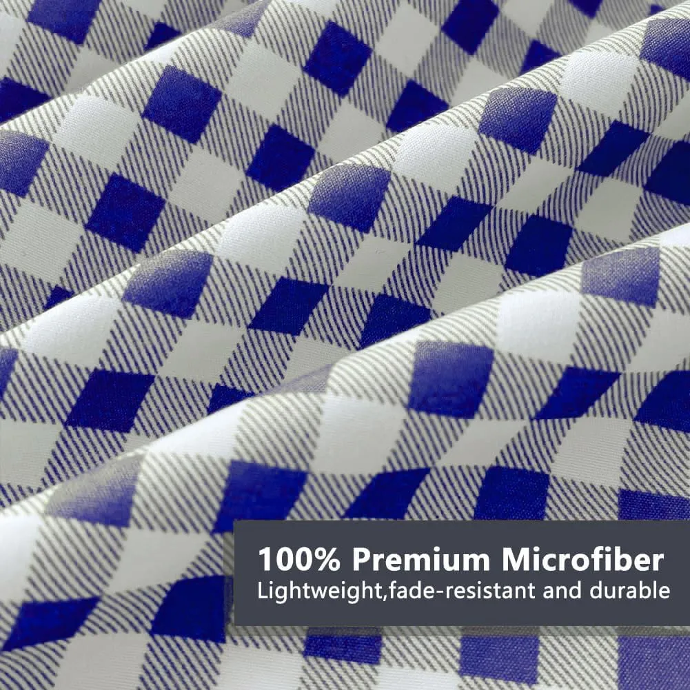NSNLGSGC Navy Blue Gingham Queen Sheet Set, Soft Brushed Microfiber Plaid Queen Bed Sheets, 4-Pieces Grid Sheet Set with Deep Pocket