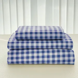 NSNLGSGC Navy Blue Gingham Queen Sheet Set, Soft Brushed Microfiber Plaid Queen Bed Sheets, 4-Pieces Grid Sheet Set with Deep Pocket