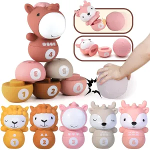 Nueplay Ages 18  Months Toddler Learning Toys, Counting and Sorting Toys Kids Bowling Set, Animal Shape Puzzle and Bowling Game to Enhance Shape, Color, and Number Recognition, 1 Year Old Girl Gifts