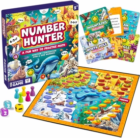 Number Hunter Math Board Game – Addition & Subtraction Adventure for Kids Ages 4-8 – Fun Educational STEM Game for Kindergarten, 1st-3rd Grade, Homeschool & Family Game Night