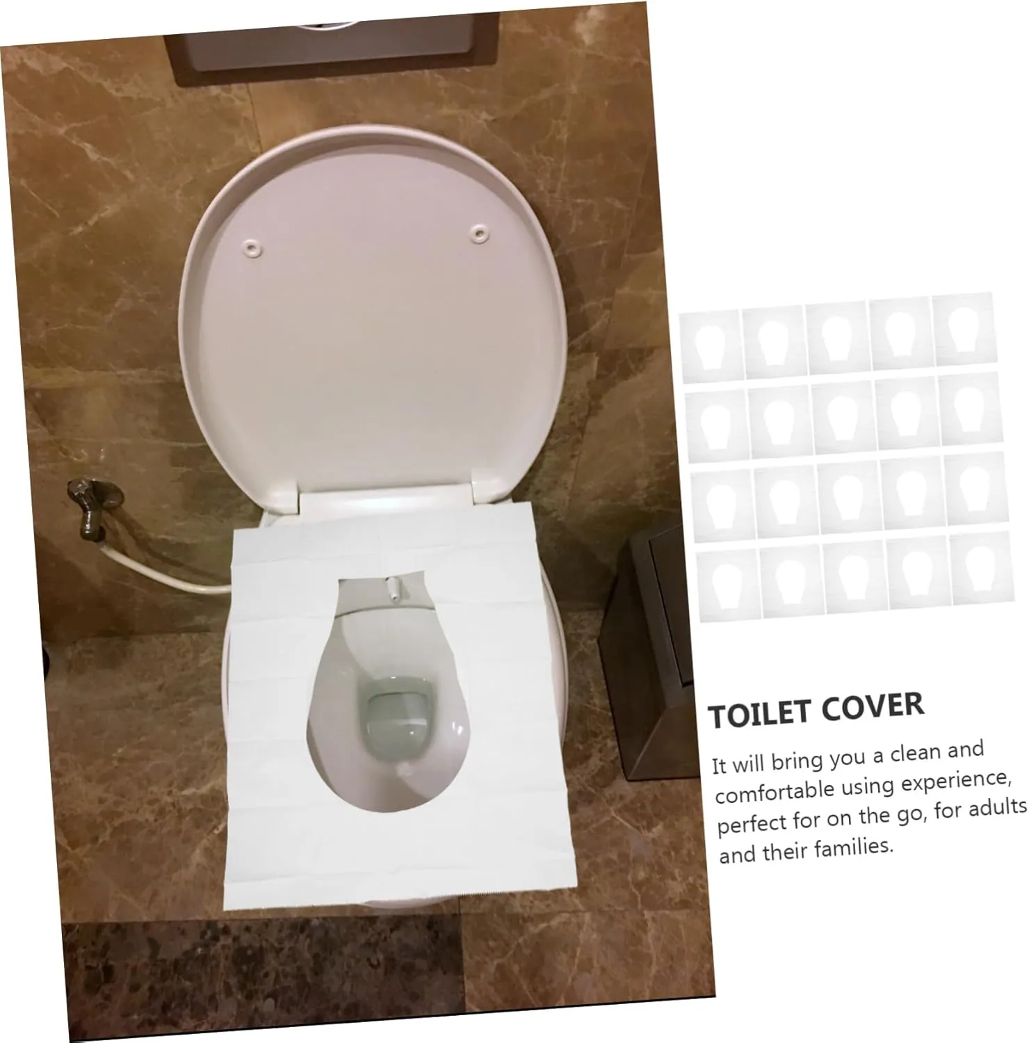 NUOBESTY 1set Portable Toilet Pads Disposable Seat Papers for Travel Public Restrooms Durable Comfortable Covers for Adults Convenient 100pcs