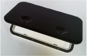 Nuova Rade TOP LINE Hatch, Black, 13.85" x 23.85" (0,353m x 0,606m), Made of UV-Resistant high-Grade ASA Plastic, UV-Resistant Cover and Frame, with a 180⁰ Opening Door and Two Durable Handles