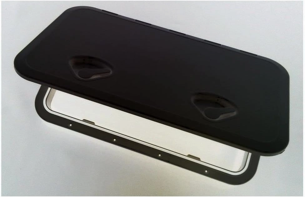 Nuova Rade TOP LINE Hatch, Black, 13.85" x 23.85" (0,353m x 0,606m), Made of UV-Resistant high-Grade ASA Plastic, UV-Resistant Cover and Frame, with a 180⁰ Opening Door and Two Durable Handles