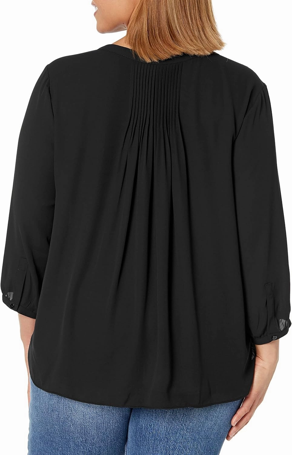 NYDJ Women’s Three-Quarter Sleeve Pintuck Blouse | Classic Lightweight Top