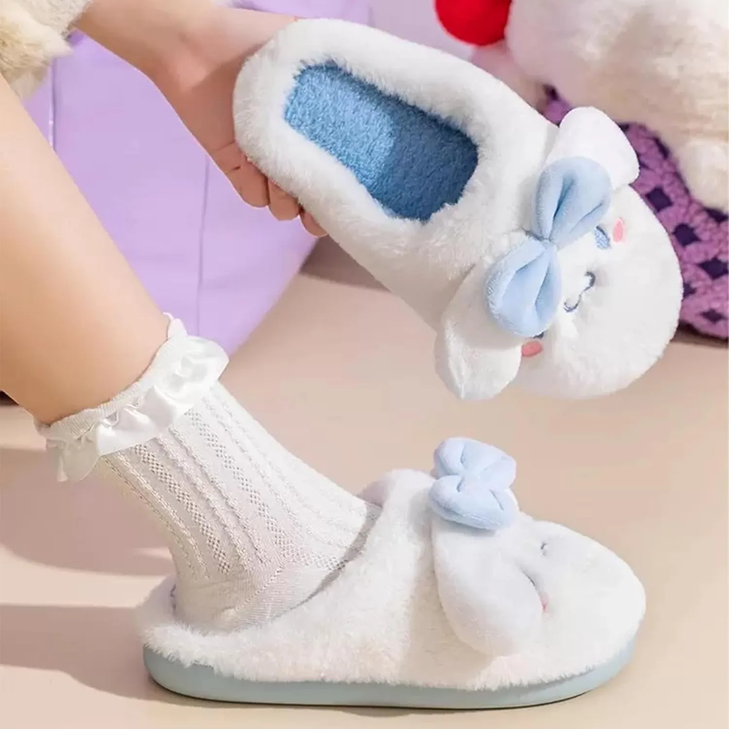 Ohjijinn Kawaii Slippers, Winter Warm Indoor Bedroom Shoes Women Girls