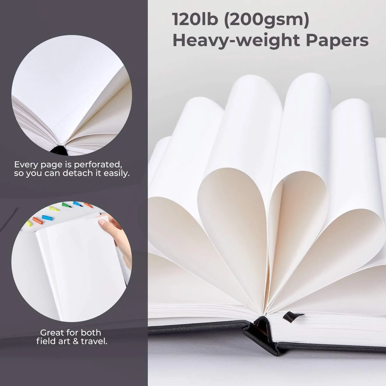 Ohuhu Sketchbook Marker Paper Pad: 8.3"x8.3" Square Art Sketch Book Drawing Papers 78 Sheets/156 Pages 120 lb/200 gsm Hardcover Sketching Books for Alcohol Markers Heavyweight Sketchpad Christmas Gift