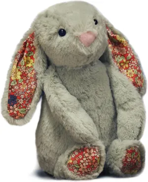 Original Hunny Bunny Rabbit, 12" Stuffed Animal Plush Toy, Cute & Adorable, Great Gift for Babies, Kids, Girls, Boys, Girlfriend, Boyfriend, Wife, Husband (Light Gray w/Red Blossom)