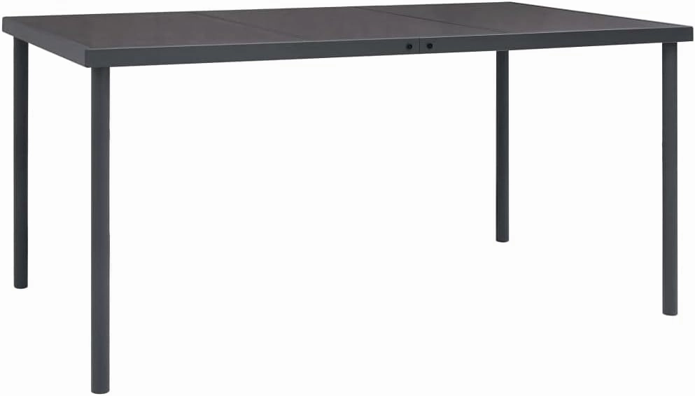 Outdoor Dining Table Anthracite Glass, Powder-Coated Steel Frame, Tables for Camping, Kitchen, Outdoor Furniture, Table for Dining, 90 x 150 cm