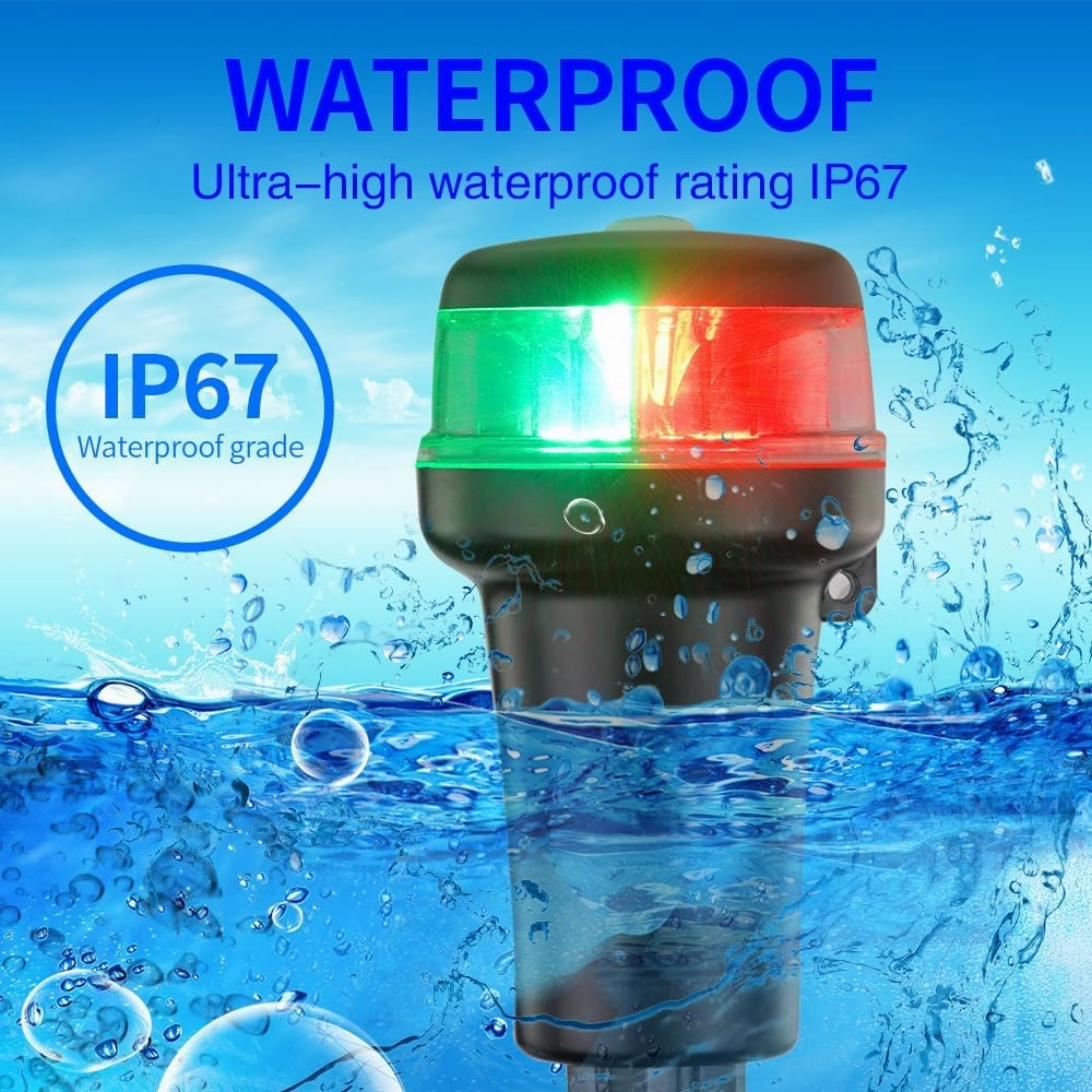 Pactrade Marine Navigation Lights for Boats LED - Red/Green Battery Powered Nav Lights for Boats - Suction Mount, Swivel Base, 3-Mode Operation - 1NM Waterproof
