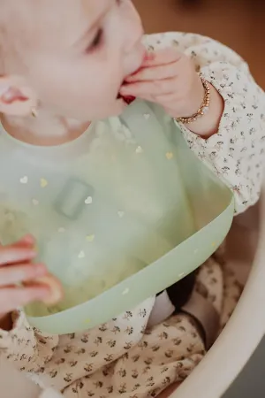 PAPERCLIP Color-Changing Adjustable Silicone Baby Bib - BPA Free, Waterproof, Dishwasher & Microwave Safe - Aurora Green