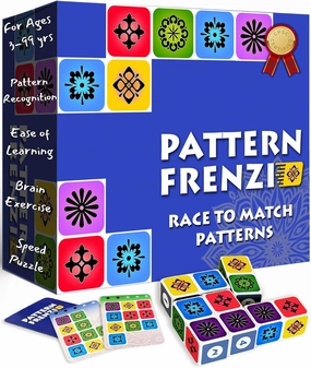 Pattern Matching Board Game for Children & Adults, Family Party Board Games, Block Puzzle Games for Kids Ages 3 , Play Solo or Multiple Players, Pattern Recognition, Perfect Christmas & Birthday Gift