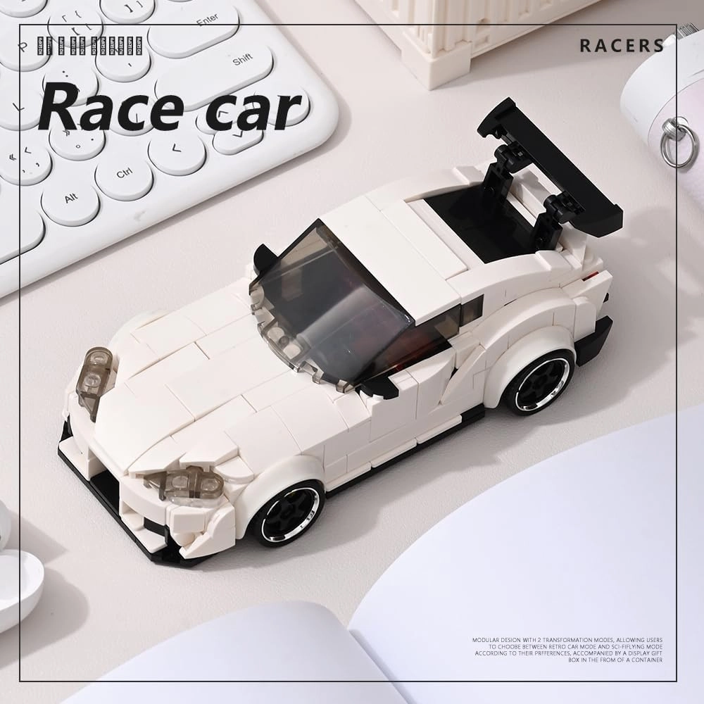 PB8808 Super Sports Car Building Block Set, 367 Pieces of MOC Toy Car Model Building Block Kit, with Display Container, Suitable as Gifts and Collectibles