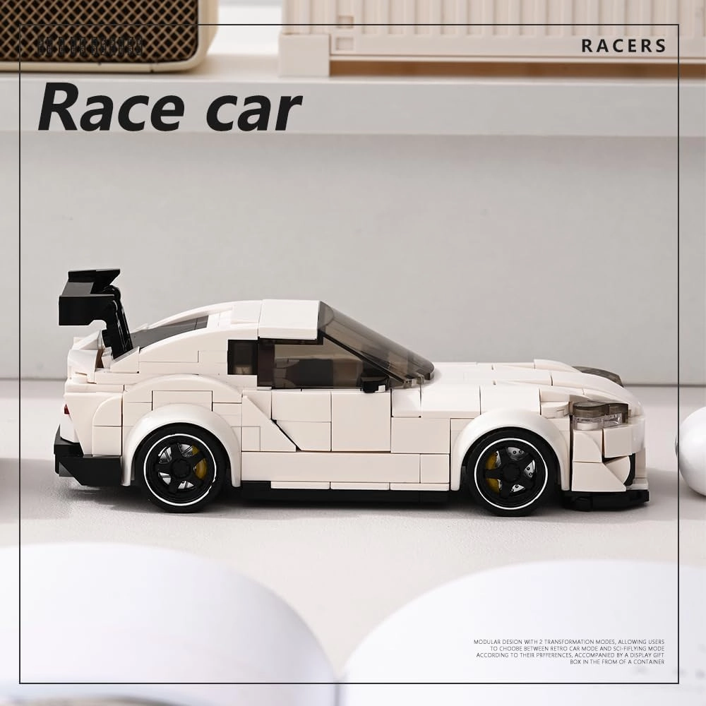 PB8808 Super Sports Car Building Block Set, 367 Pieces of MOC Toy Car Model Building Block Kit, with Display Container, Suitable as Gifts and Collectibles