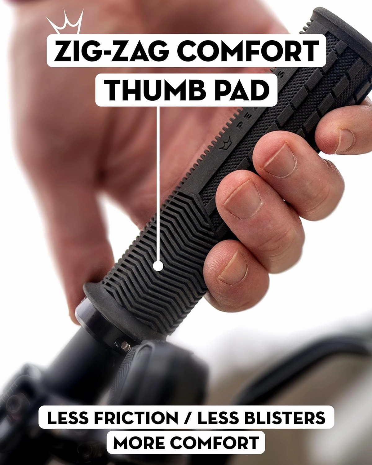 Peaty's Monarch Bicycle Grips - Durable, Ergonomic Finger Bar, Thumb Pad, All Day Riding, All Weather, All Terrain
