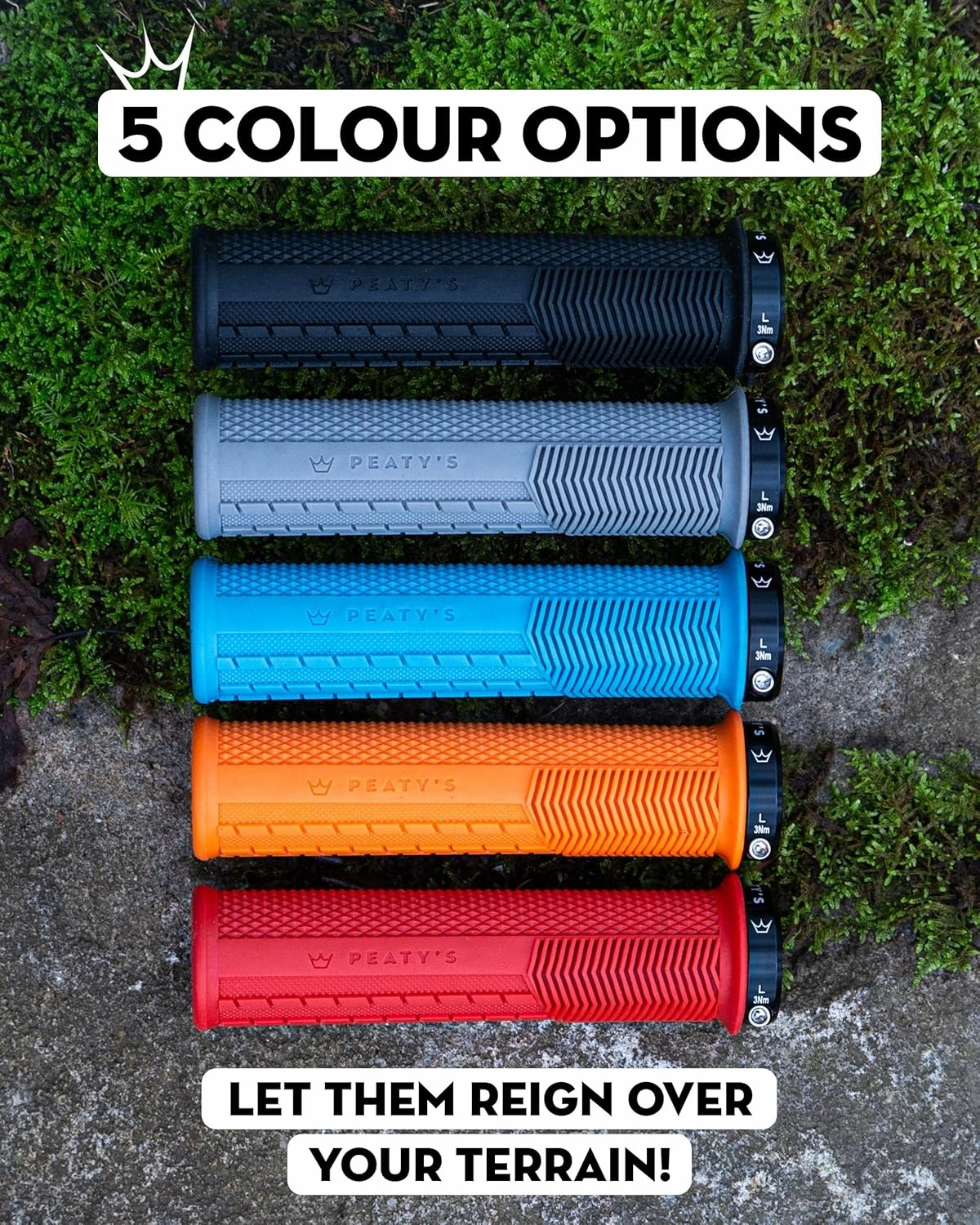 Peaty's Monarch Bicycle Grips - Durable, Ergonomic Finger Bar, Thumb Pad, All Day Riding, All Weather, All Terrain