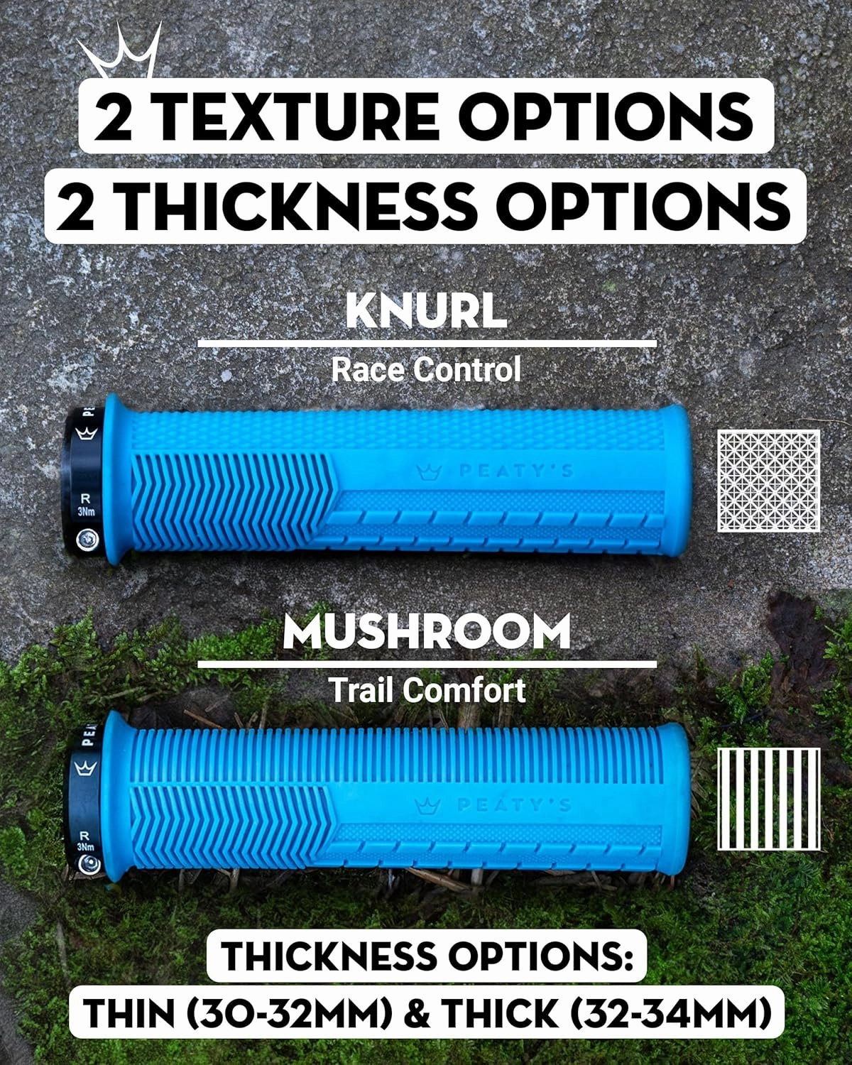 Peaty's Monarch Bicycle Grips - Durable, Ergonomic Finger Bar, Thumb Pad, All Day Riding, All Weather, All Terrain