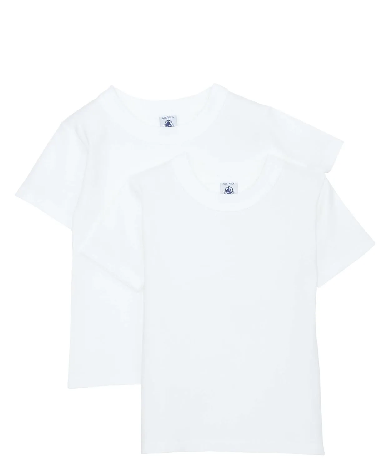 PETIT BATEAU Set of 2 Boy's Short Sleeves White Undershirt Sizes 2-18 Style 15043-23992 (Size 3 Style 15043)