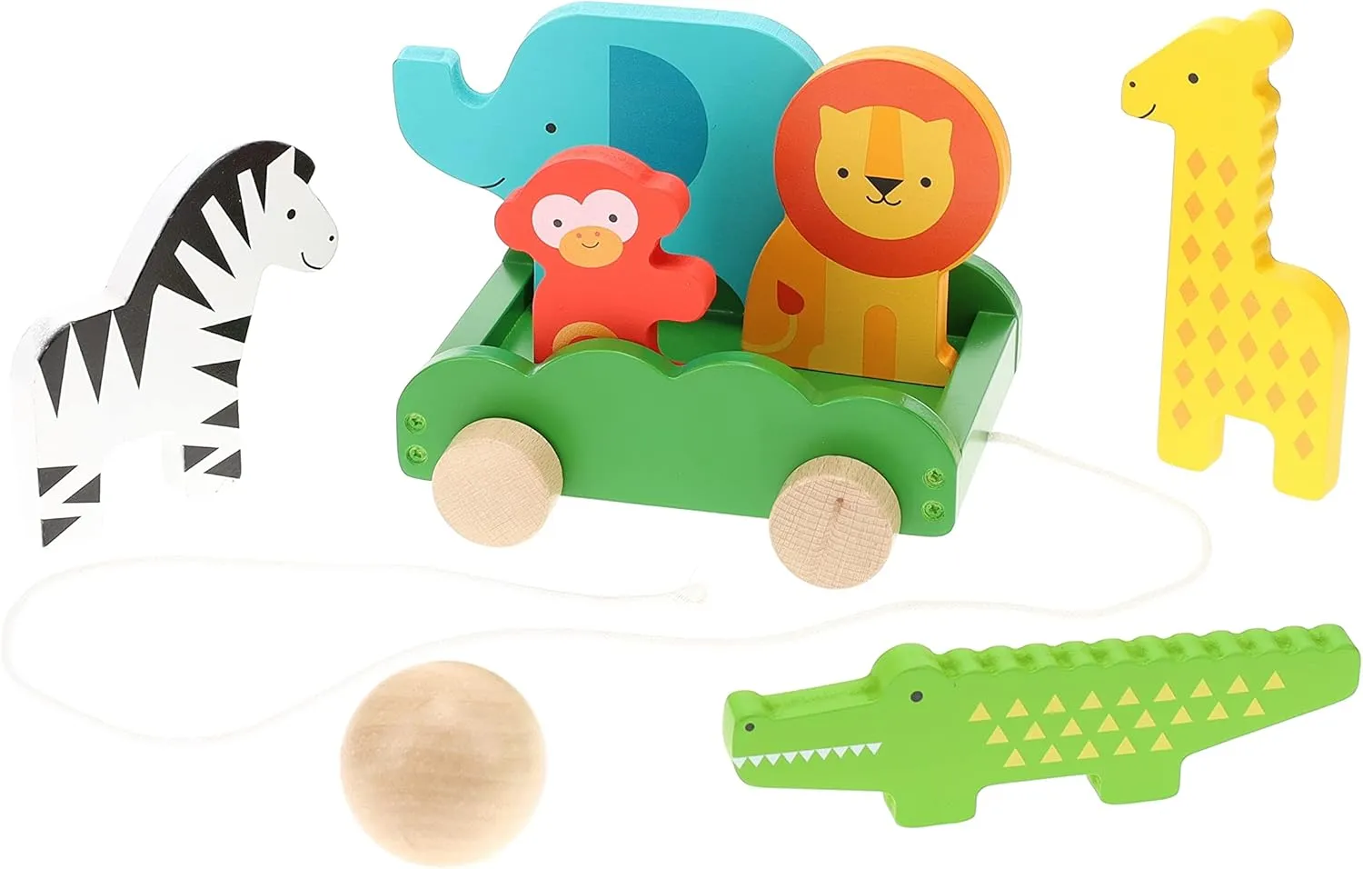Petit Collage Safari Animals Wooden Bowling Set