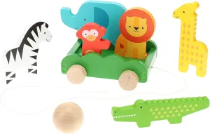 Petit Collage Safari Animals Wooden Bowling Set